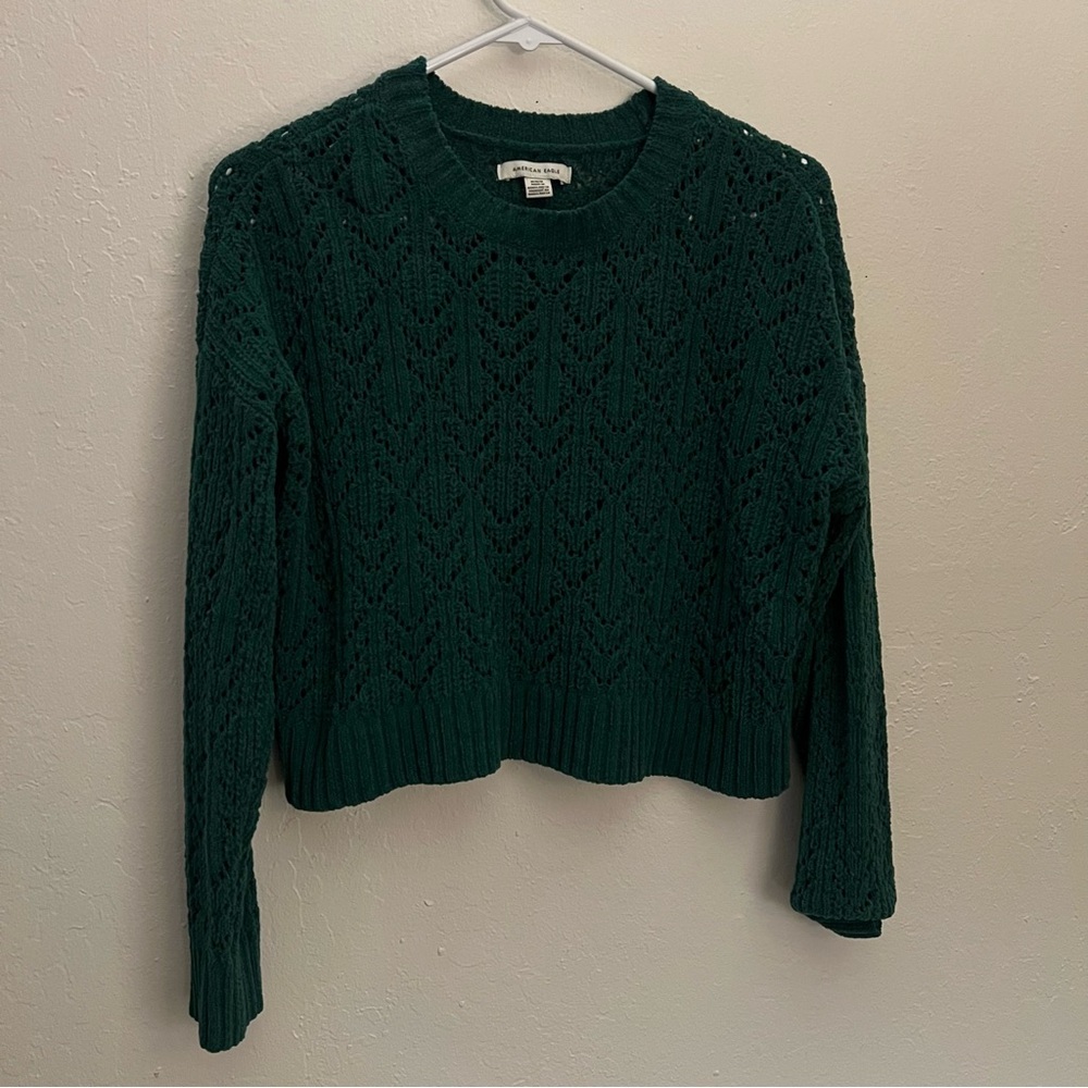 2/$15 AE Cropped Pointelle Crew Neck Sweaters - Picture 2 of 7